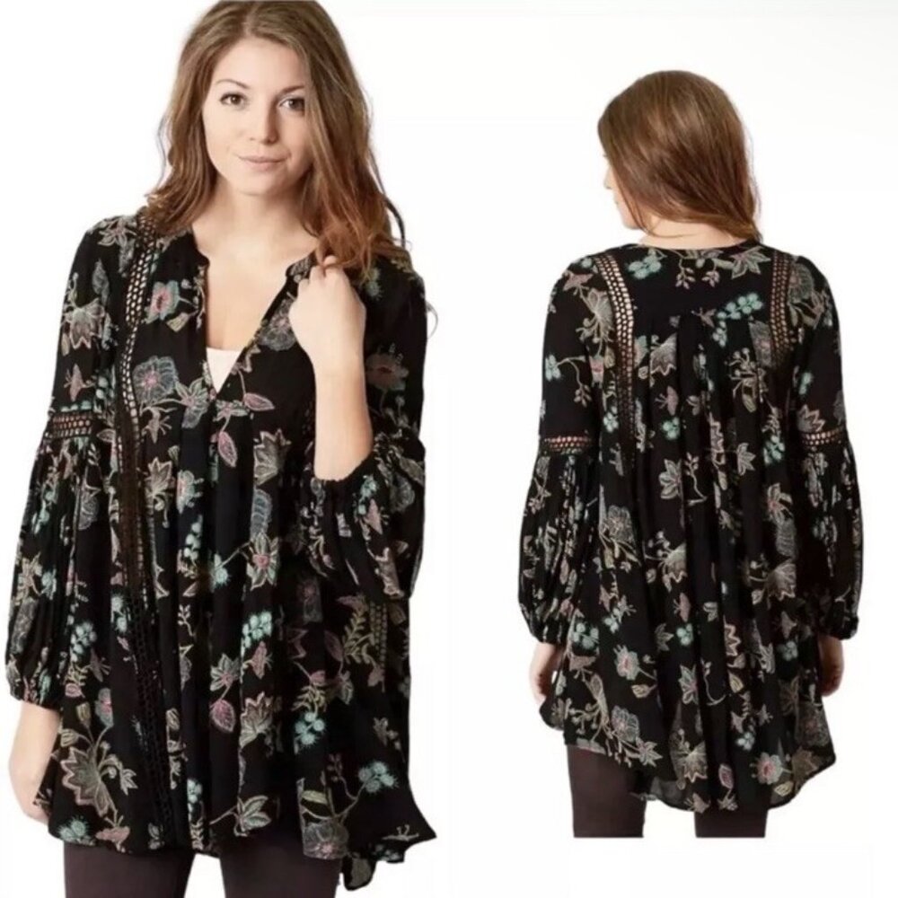 Free People Just The Two Of Us SwingTunic Boho Floral Size M - Picture 2 of 12
